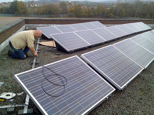 Solar panels being installed at Buckie High school