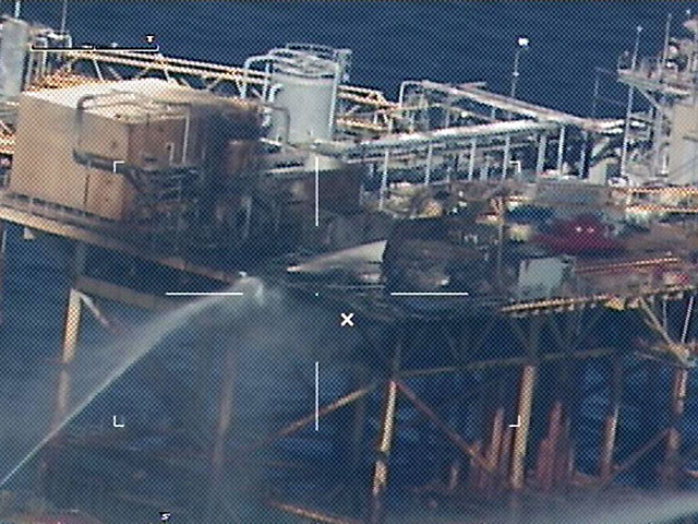 A US Coastguard image of the aftermath of the West Delta explosion