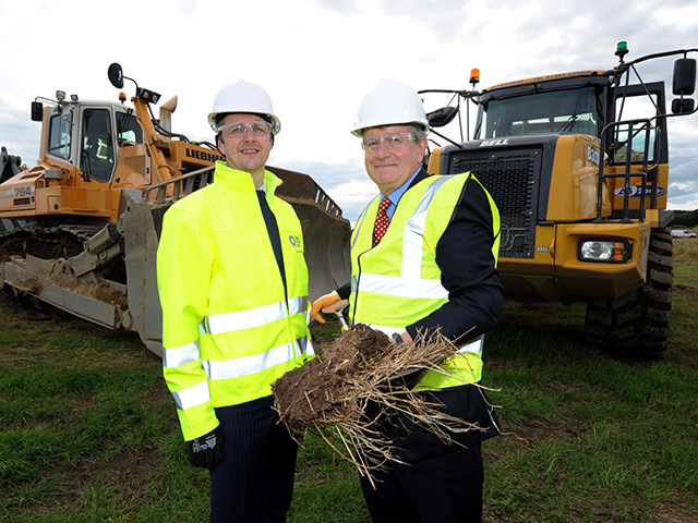 Stuart Oag and Mike Skitmore breaking ground at the Prime Four park