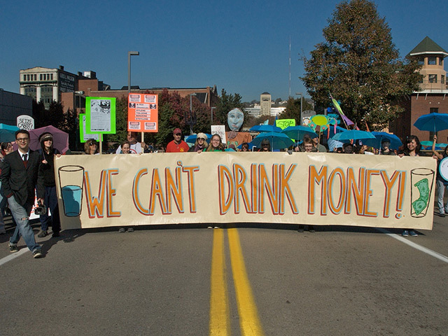 Protesters campaign against fracking in the USA