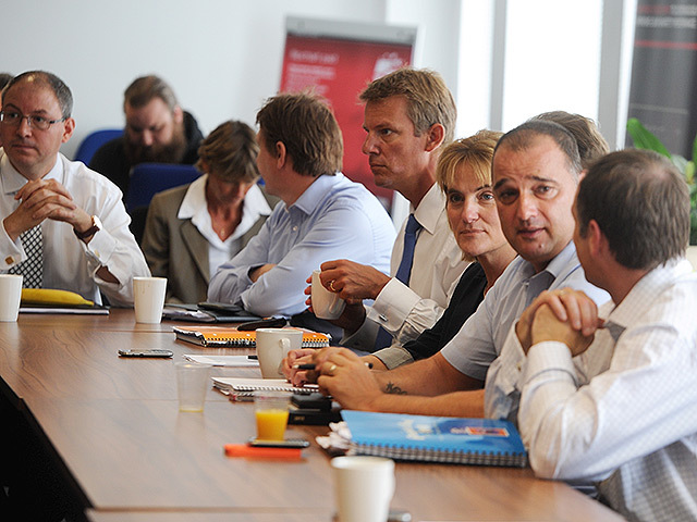 Members of the Helicopter Safety Steering Group at their emergency meeting in Aberdeen