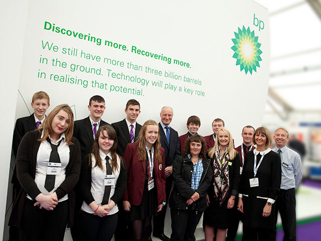 Pupils from Portlethen, Peterhead and Oldmachar Academies taking part in the Career Academies, pictured at Offshore Europe 2013