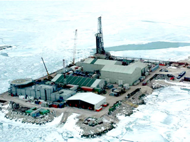Kashagan artificial Island A in winter.
Photo by Eni
