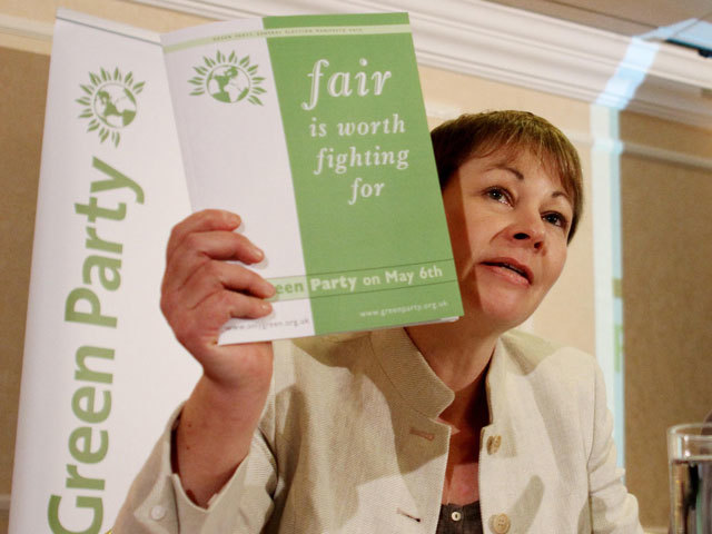 Caroline Lucas, Green Party MP, launches her party's manifesto for the general election at the Metropole Hotel in Brighton, East Sussex. PRESS ASSOCIATION Photo. Picture date: Thursday April 15, 2010. See PA story ELECTION Green. Green credit should read: Gareth Fuller/PA Wire