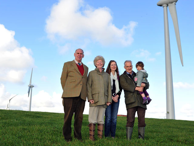 Creators of the Greenside Wind Energy Project (from left): Jim and Irene Fowlie, Elaine Booth and Peter Robertson with their daughter Georgina