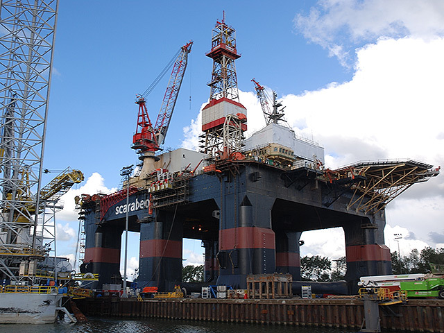 The rig Scarabeo 5 at the Verolme yard, Rotterdam, last month