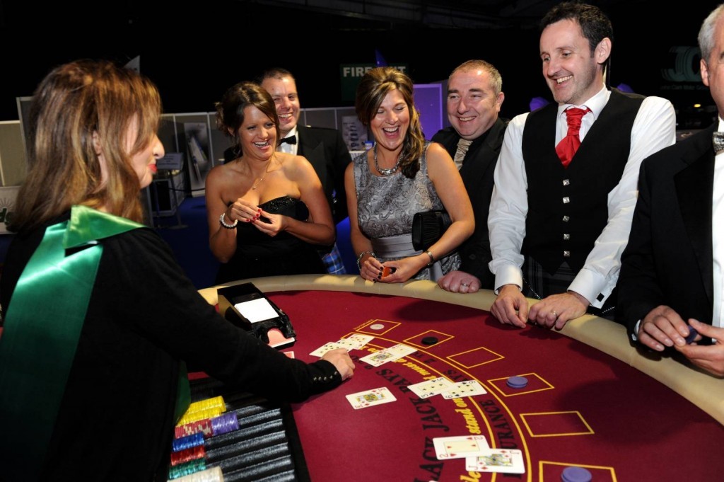 Guests at the Energy Ball try their luck at the casino.