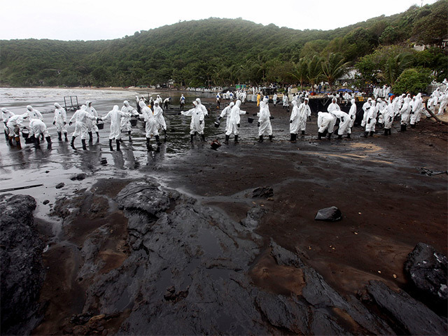 Clean-up work underway in Thailand after the oil spill