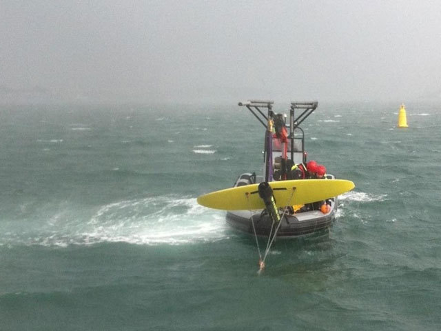 Minesto tidal current “kite” being deployed in Strangford Lough
