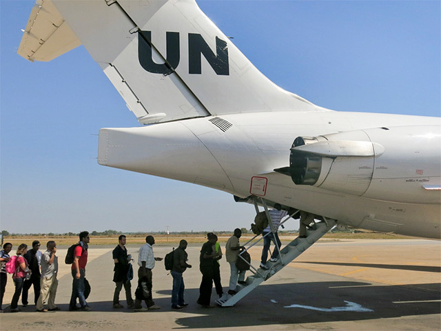 A UN jet evacuates foreigners from South Sudan