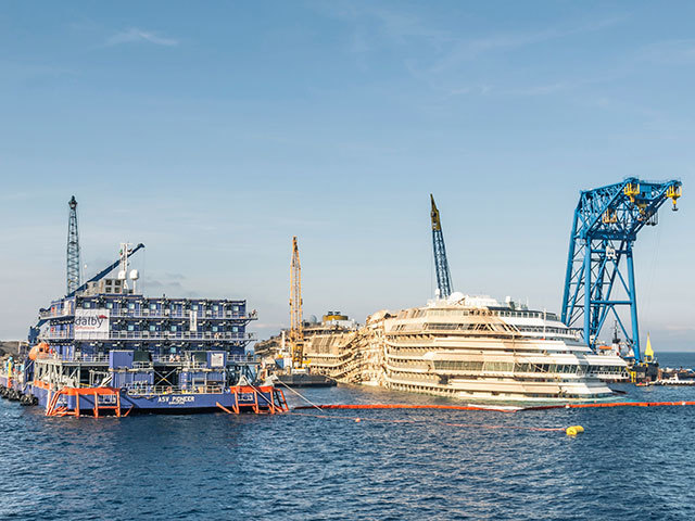 ASV Pioneer supporting the Costa Concordia salvage operation