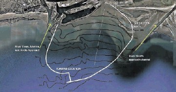 Aerial image of Swansea Bay showing tidal lagoon layout