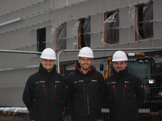 NEW PREMISES: SengS managing director Murray Kerr, centre, with Chris Waller, left, and Barry Forbes, right