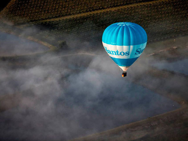 Heading up: The Santos sponsored hot air balloon