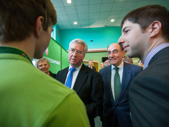 POWER PLAY: Energy Minister Michael Fallon, left, is joined by ScottishPower and Iberdrola chairman Ignacio Galan in Glasgow