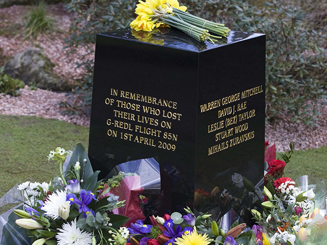 A memorial to victims of the Super Puma crash at Aberdeen's Johnston Park