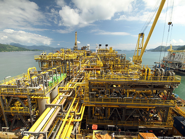Yellow industrial equipment offshore