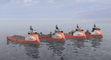 Image of four new supply boats to be built in China for Norwegian company Golden Energy Offshore