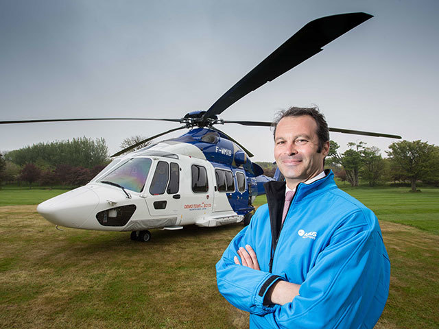 Mickael Melaye, senior manager for oil and gas at Airbus Helicopters, in front of the new EC175