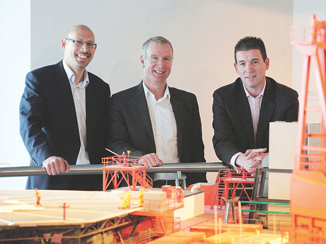 From left: Jeremy Lai, finance director, Allan Merritt, managing director and Martin Slowey, business development director at Arnlea Systems