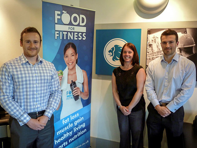 Nicola Pirie, Expro's HSEQ manager, with Jono Smith (left) and Scott Baptie from Food For Fitness