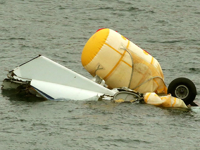 The wreckage of the helicopter which went down off Shetland in 2013