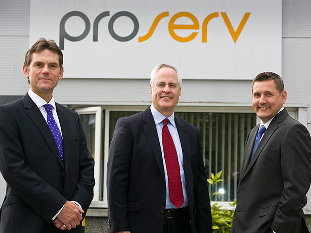 : Brian Kinsey (centre) welcomes Proserv’s new senior appointments Bruce Stuart (left) and Paul Douglas