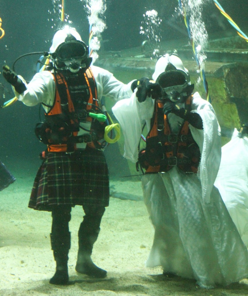 James Abbot and Dorota Bankowska married at the Underwater Centre in Fort William