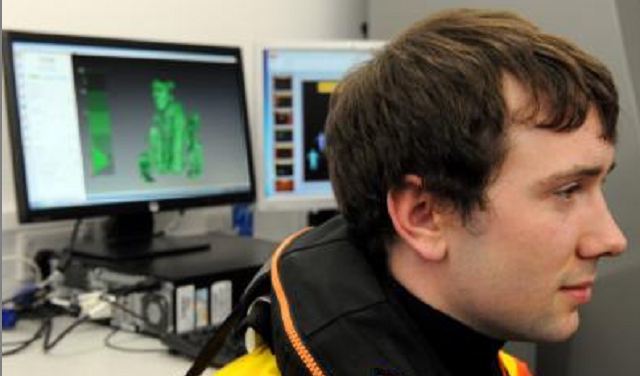 The Northsea offshore workers scanning project at RGU, Aberdeen. In the picture is P J Barron, PHD research student.
