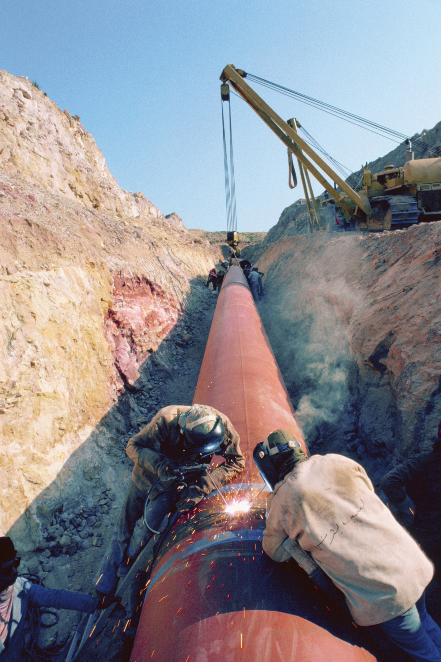 A pipeline being welded