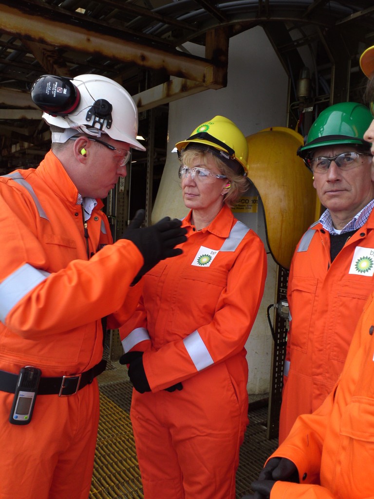 UK Energy Minister Andrea Leadsom speaking with BP staff