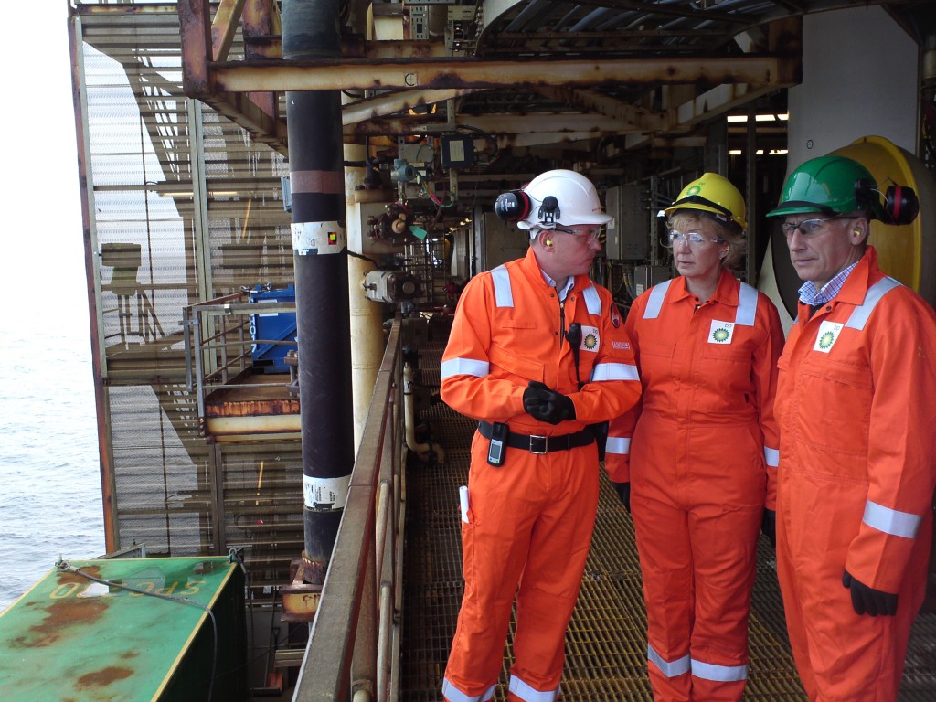 UK Energy Minister Andrea Leadsom with BP's Trevor Garlick