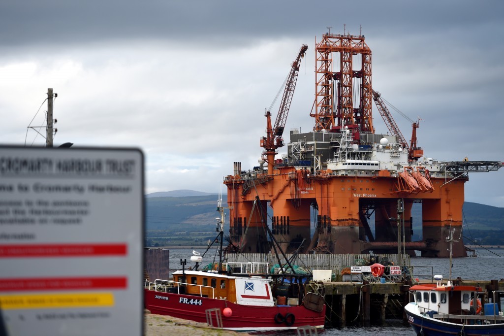 The oil rig, West Phoenix, which has been towed into Cromarty.