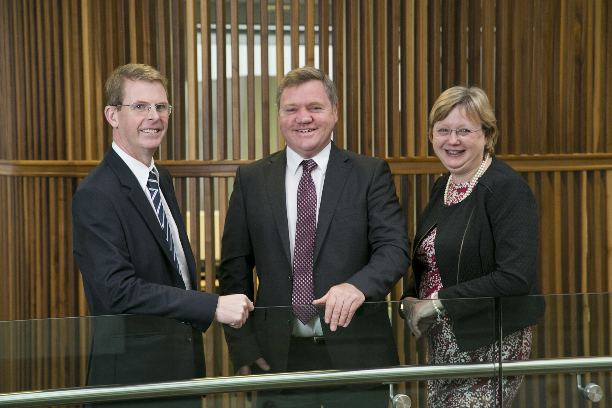 Ace Winches chief executive Alfie Cheyne, centre, with new chief operating officer Richard Wilson and Hayley Yule, marketing and communications director