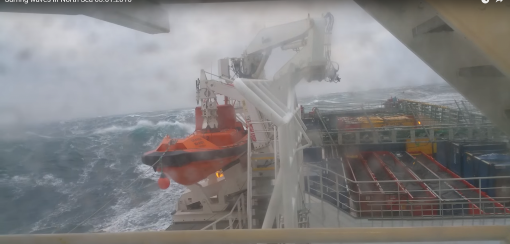 More video has been captured in the North Sea of huge waves