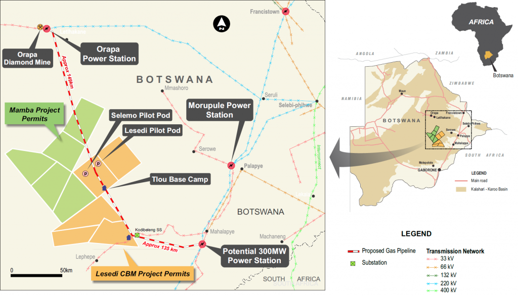 A map of Tlou's operations in Botswana
