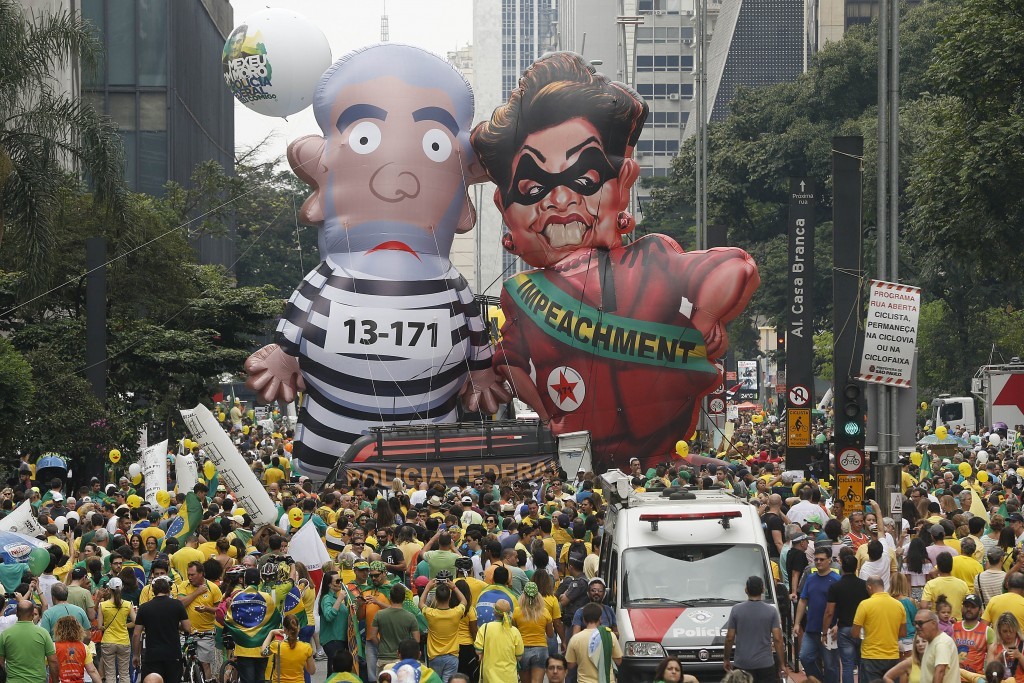 Demonstrators parade in Brazil over political corruption frustrations