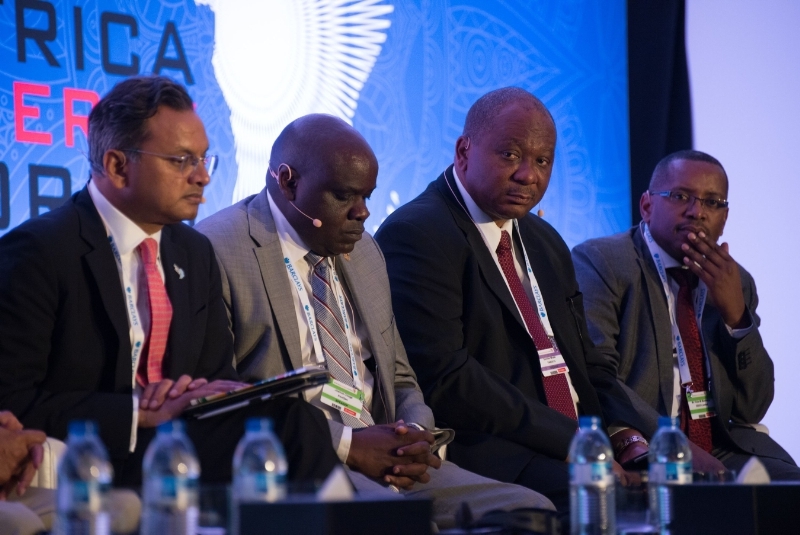 Speakers participating in a panel discussion at the Africa Energy Forum 2015