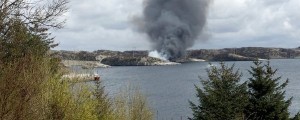The reported scene off the helicopter crash. Credit NRK.co
