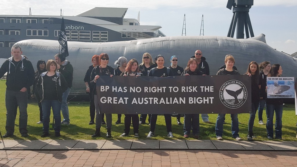 Protesters outside BP's meeting