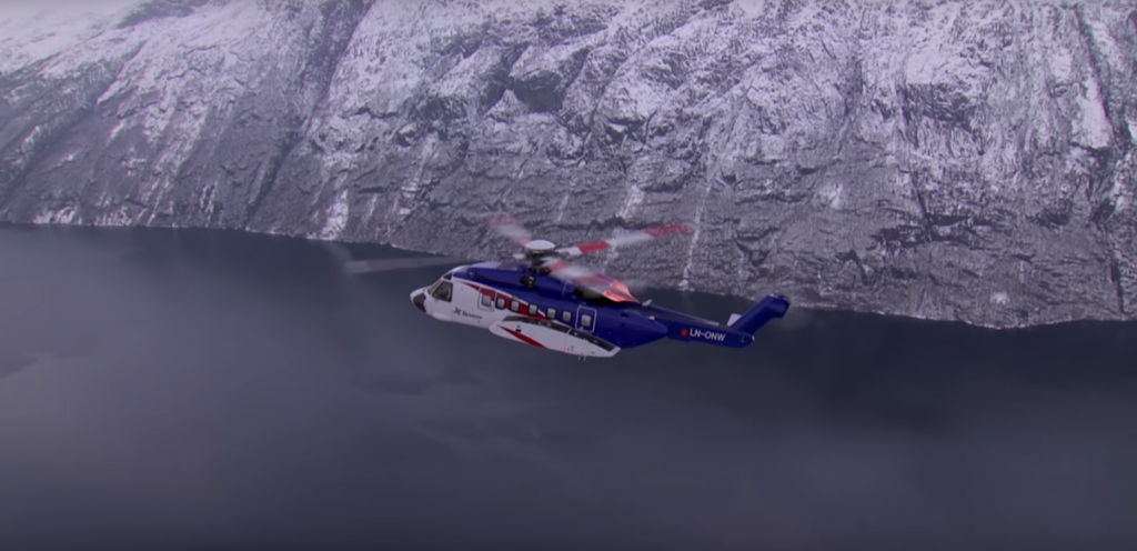 Video: Bristow helicopter flies over the North Sea