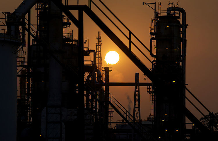 The Ecopetrol SA oil refinery stands in Cartagena, Colombia, on Tuesday, March 13, 2012. Ecopetrol SA, Colombia's largest oil company, plans to finish repairs this week to a pipeline sabotaged by guerrillas more than a dozen times this year. Photographer: Paul Smith/Bloomberg