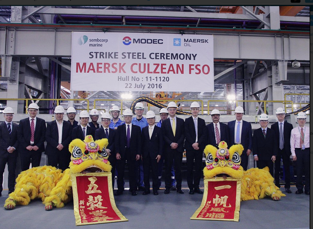 Ceremony held by Maersk Oil for the cutting of first steel on its FSO