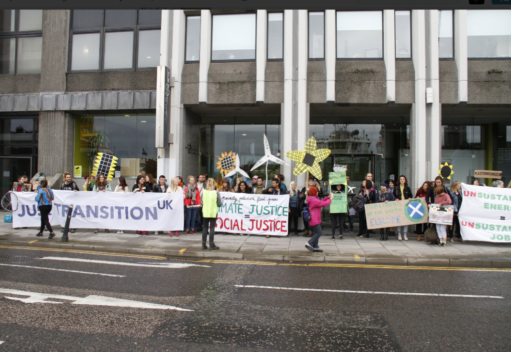 Protesters outside Oil  Gas UK headquarters