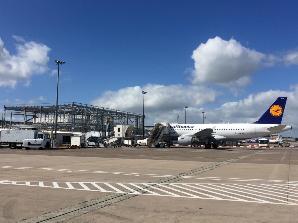 The steel frame of Aberdeen airport's extension