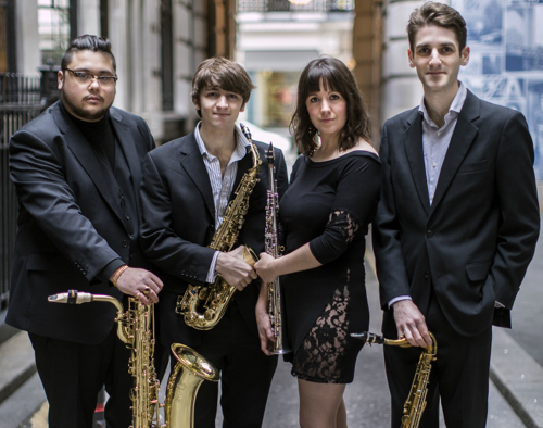 Members of the Kaleidoscope Saxophone Quartet, from left to right: John Rittipo-Moore, Guy Passey, Sally MacTaggart and Ian Dingle. 
Photo courtesy of Ian Dingle