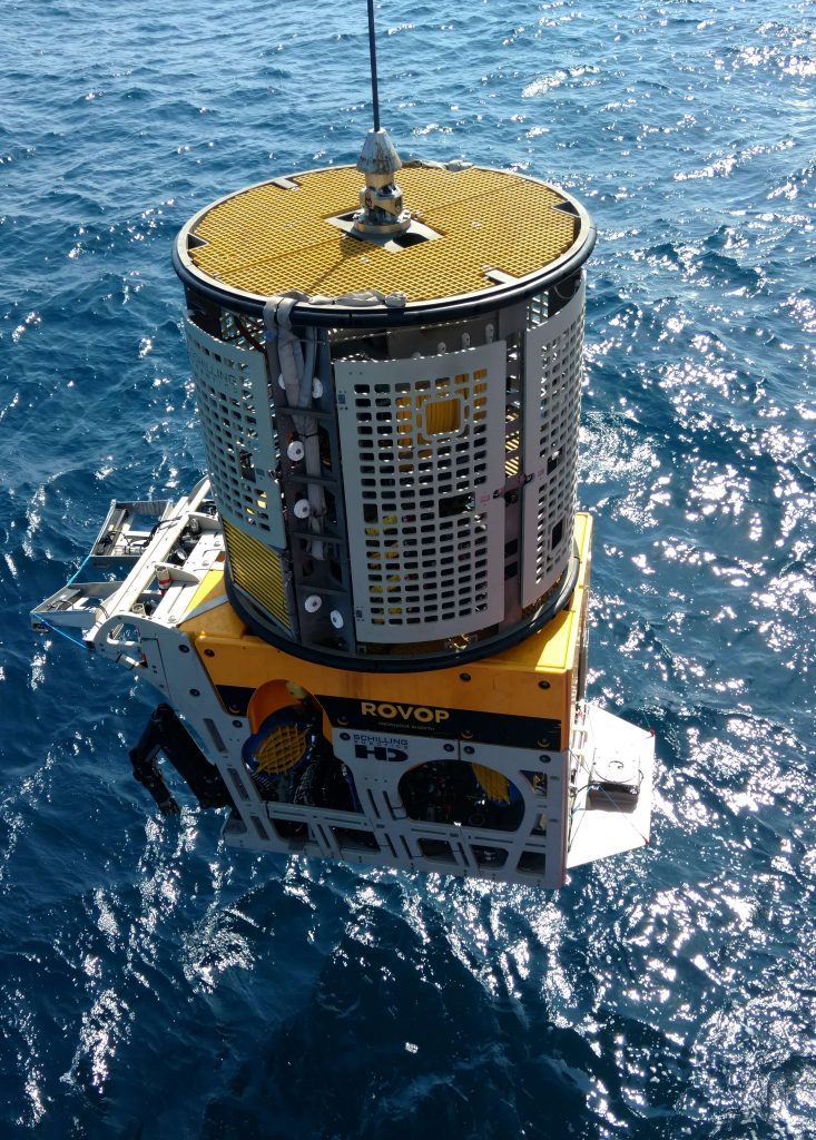 A remotely-operated vehicle being deployed by Rovop