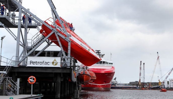 A free fall lifeboat at Petrofac Training in Aberdeen.
Picture by Karen Murray/Simon Price