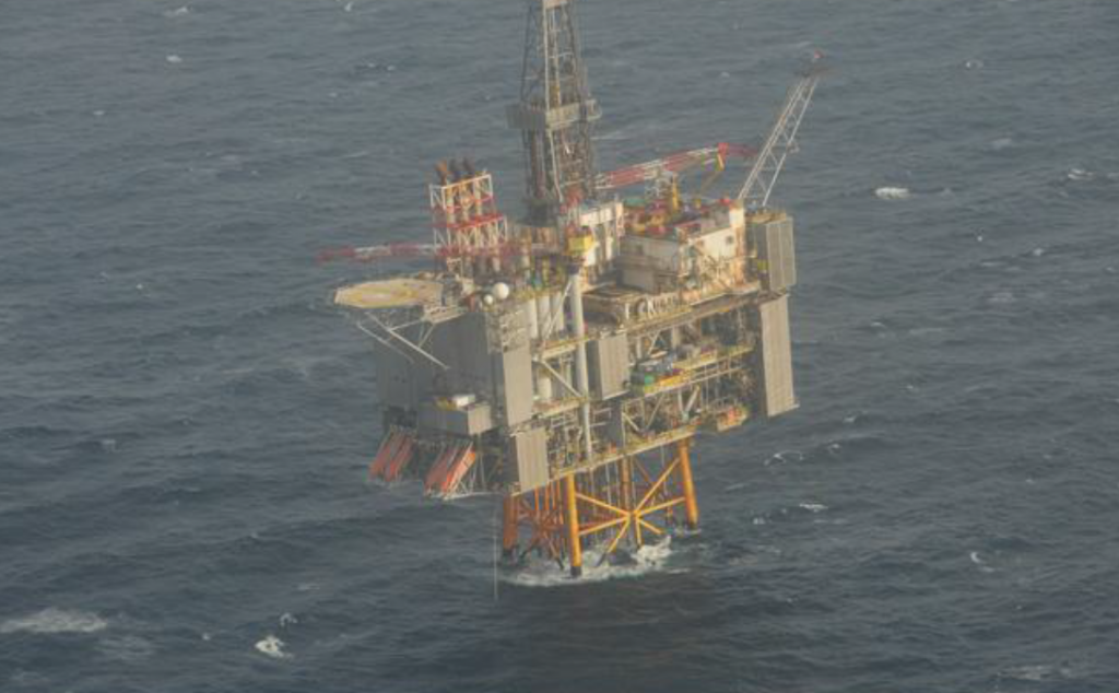 Surveillance image of BP's Clair platform