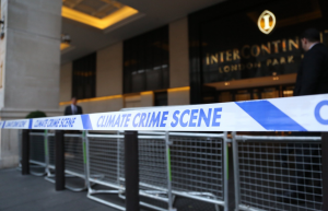 A crime scene was created outside the conference.